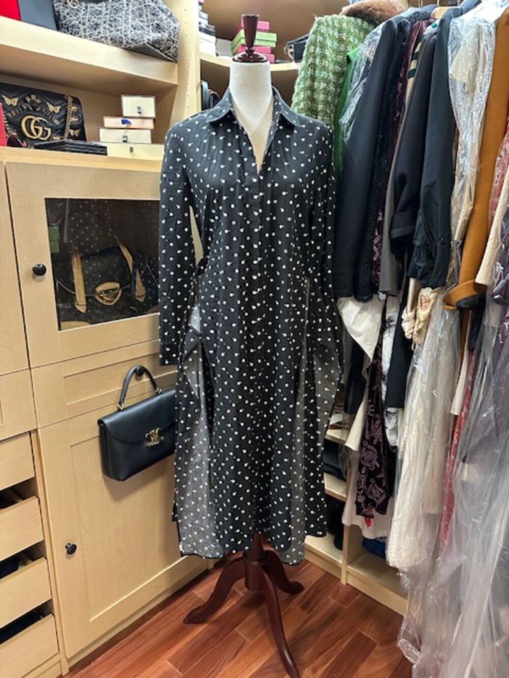 Rosetta Getty Polka Black/White Dot Print Size Six Long Dress - Picture 6 of 10